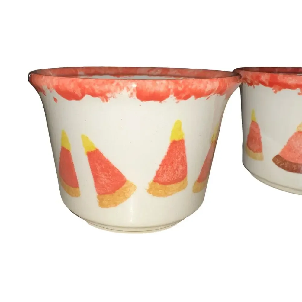 Candy Corn fall home decor set of pottery bowls made in USA autumn